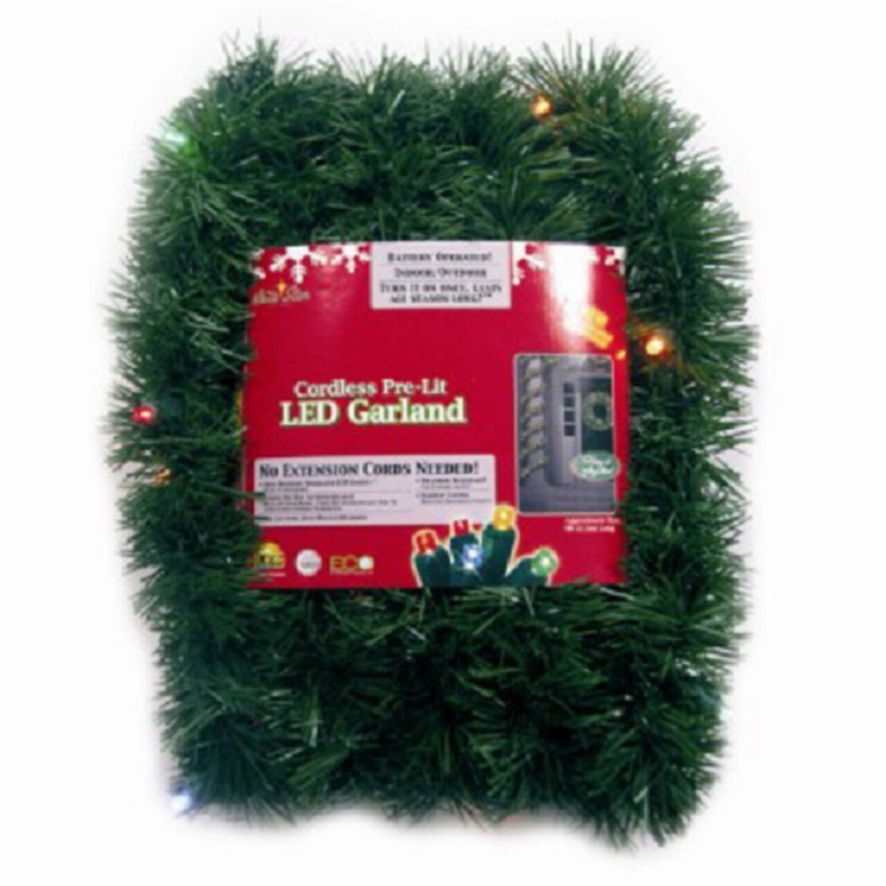 CC Christmas Decor 18' Pre-Lit Pine Artificial Christmas Garland, Multi-Color LED Lights